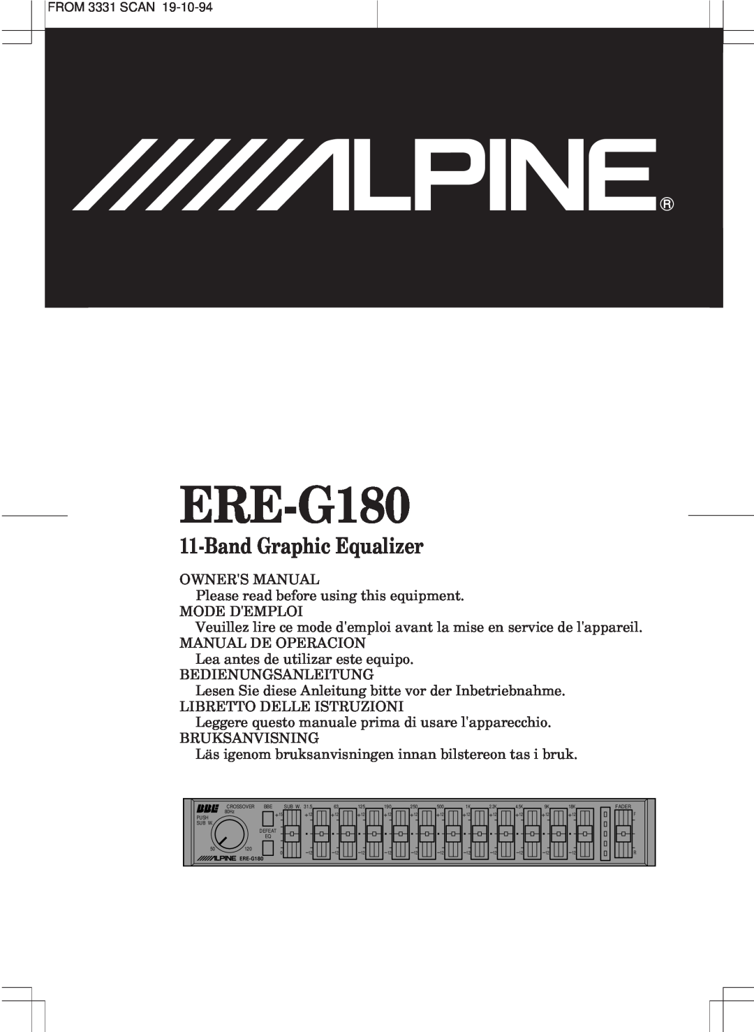 Alpine ERE-G180 owner manual BandGraphic Equalizer 