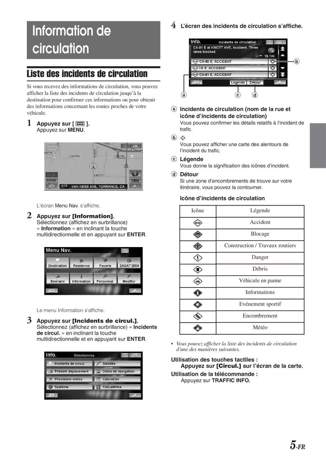 Alpine HCE-100XM owner manual Information de Circulation 