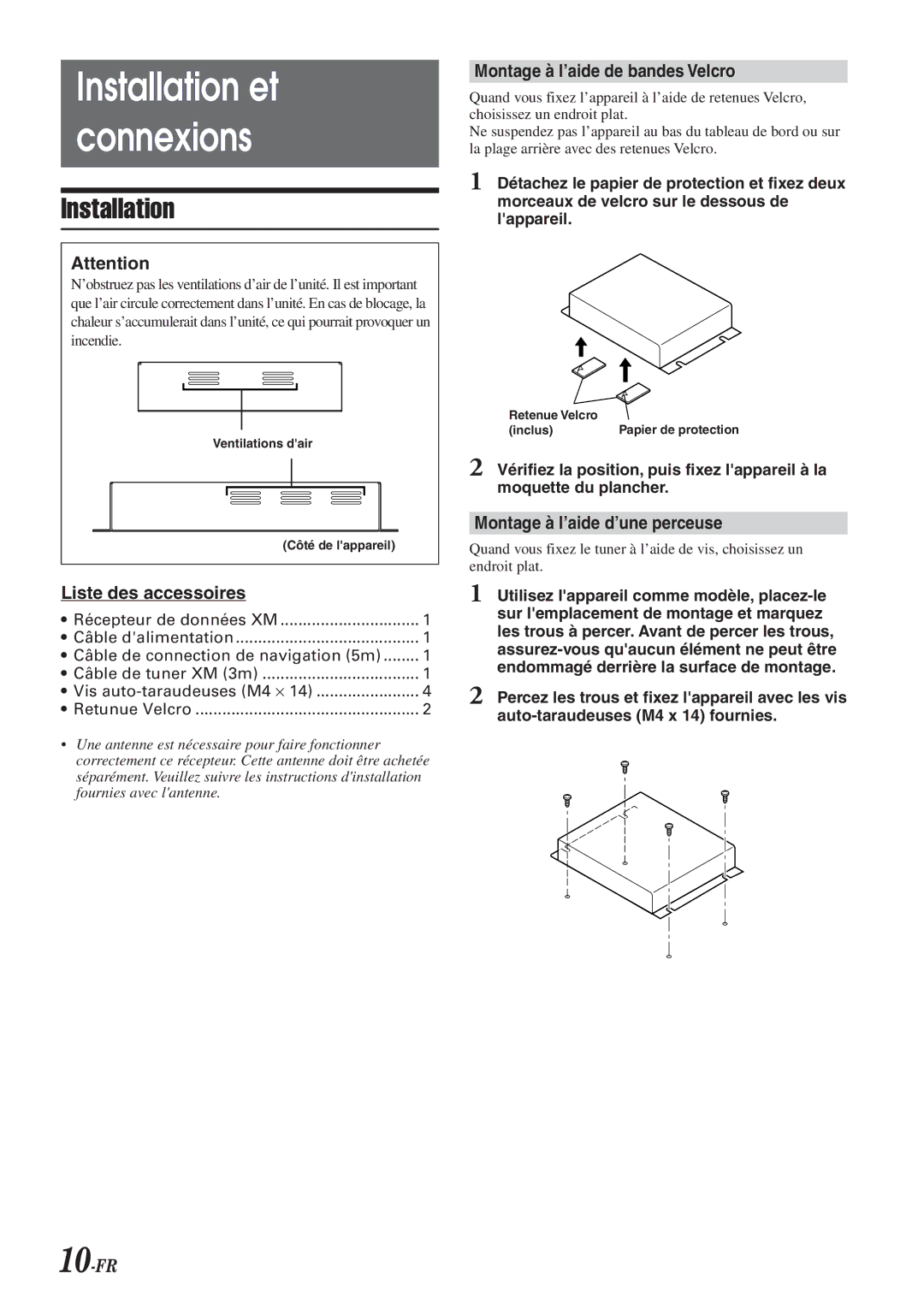 Alpine HCE-100XM owner manual Installation et Connexions 