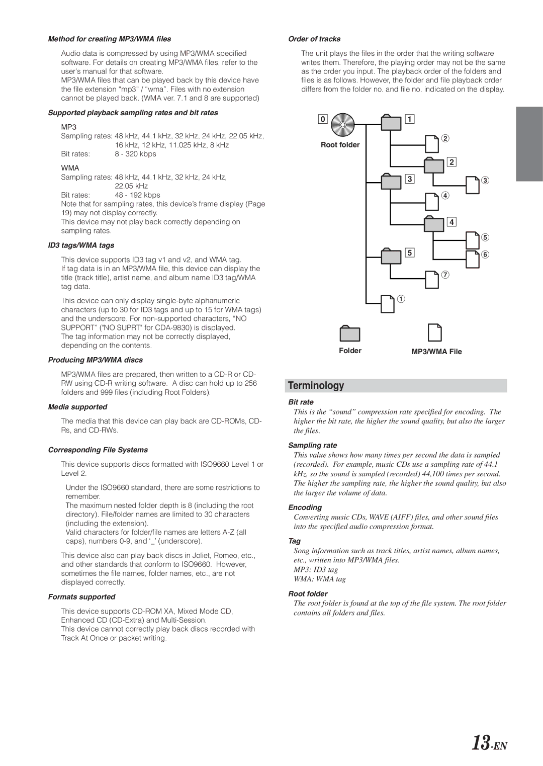 Alpine HDA-5460 operating instructions Terminology, 13-EN 