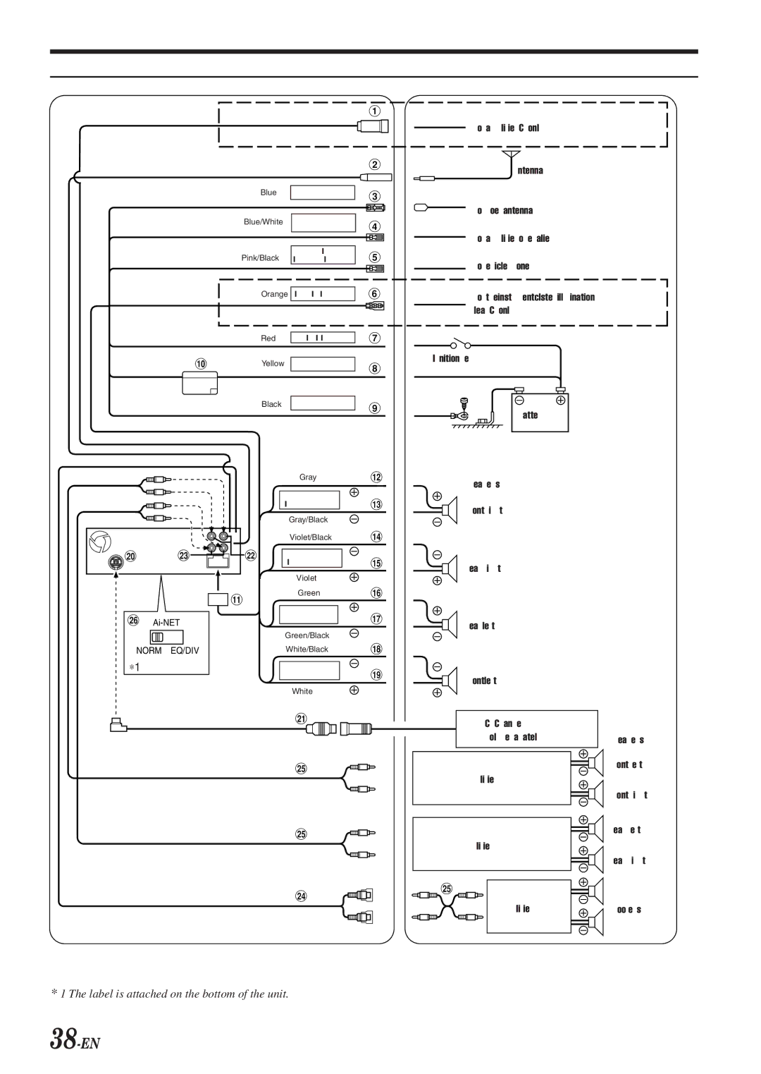 Alpine HDA-5460 operating instructions Connections, 38-EN 