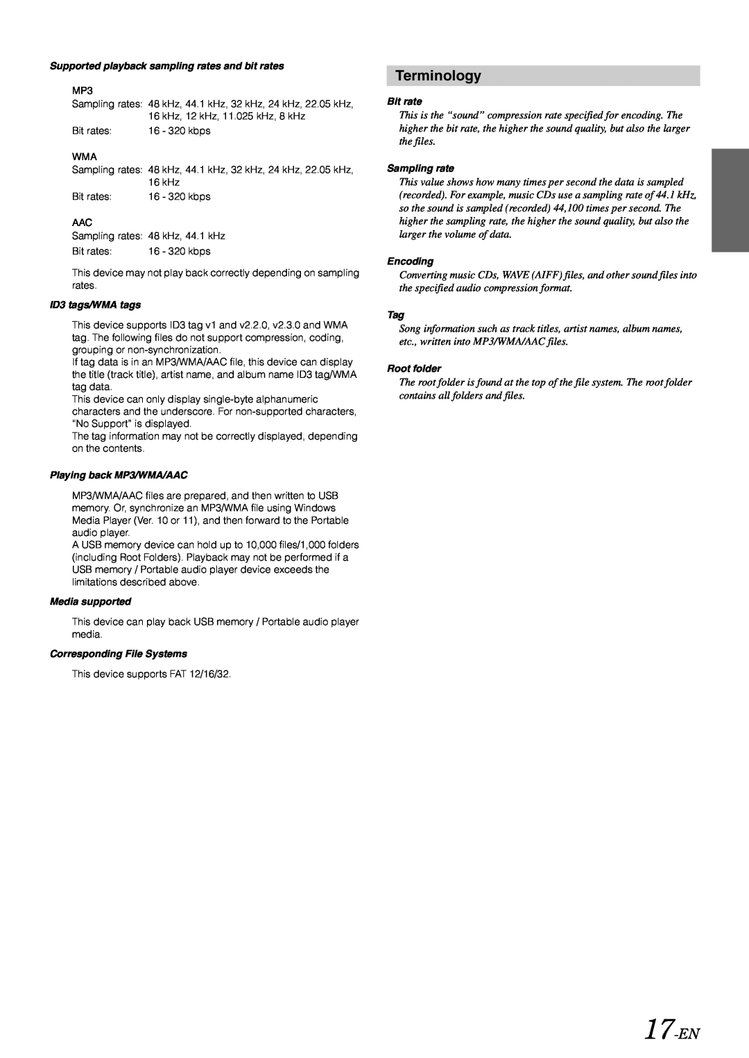 Alpine iDA-305 owner manual Terminology, 17-EN 