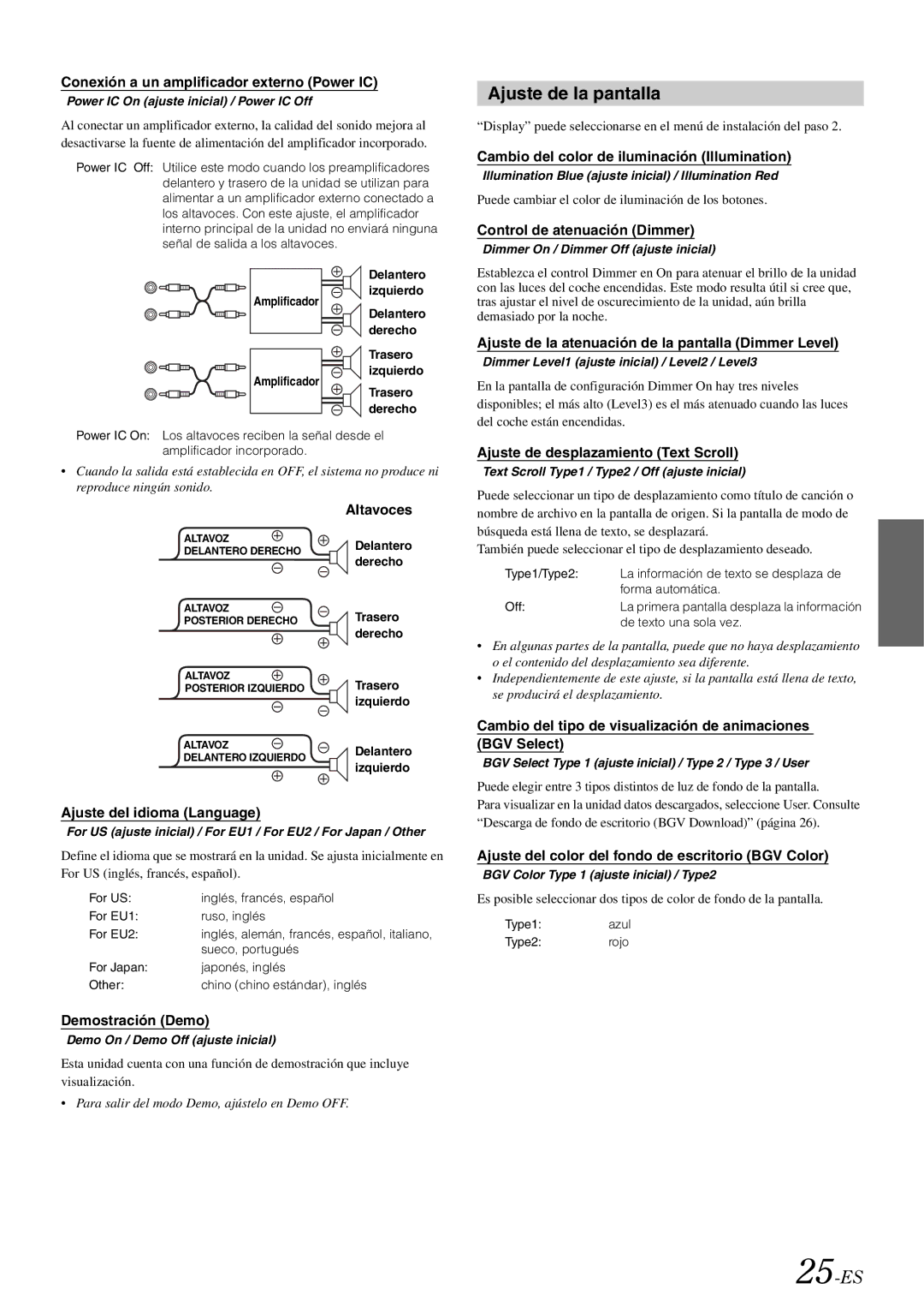 Alpine iDA-X305S owner manual Ajuste de la pantalla, 25-ES 