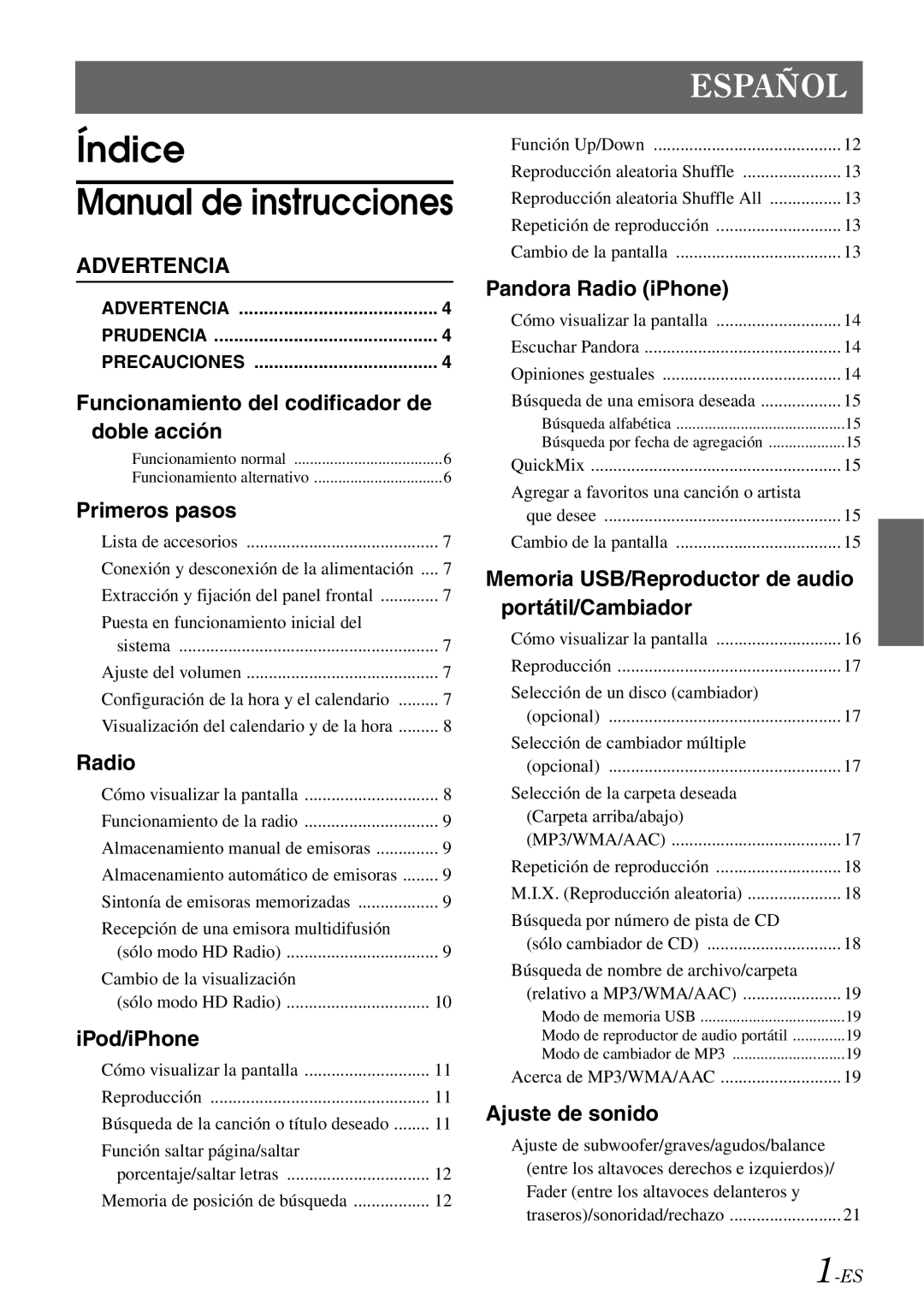 Alpine iDA-X305S owner manual Índice 