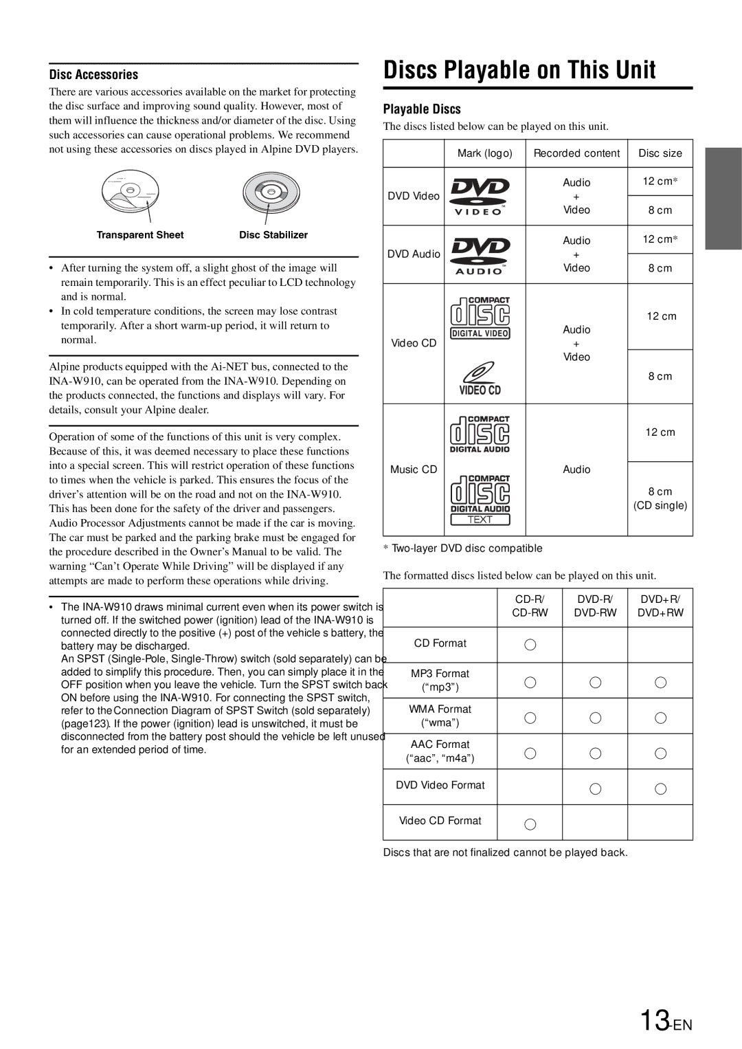 Alpine INA-W910 owner manual 13-EN 