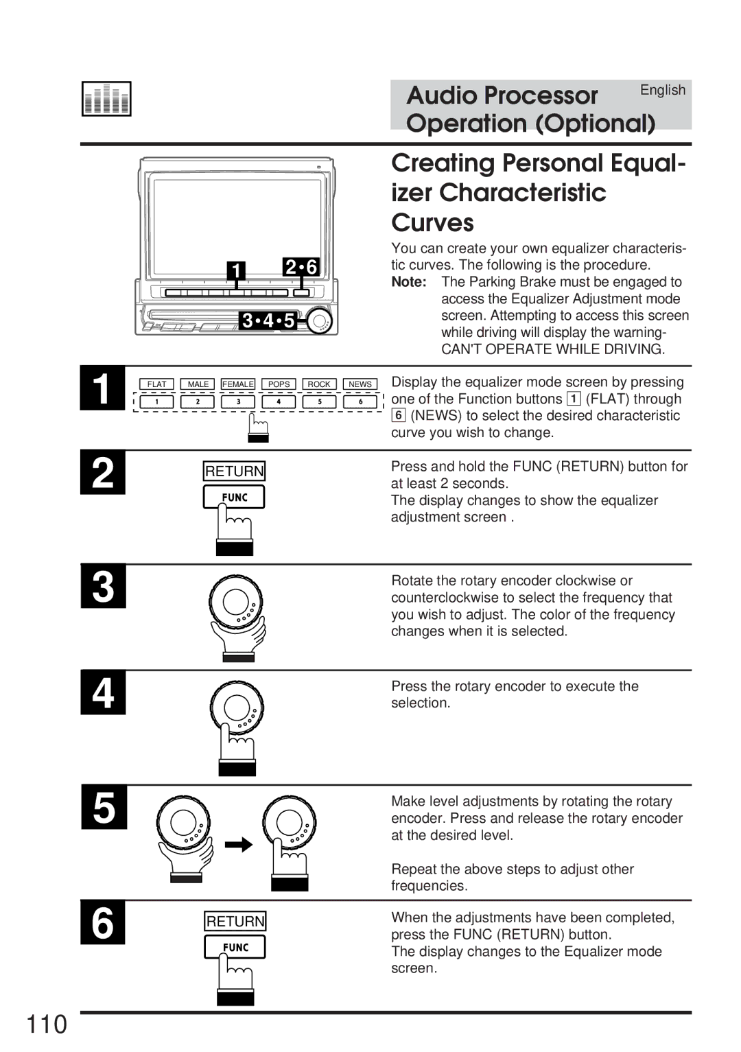 Alpine IVA-C800 owner manual 110, Creating Personal Equal- izer Characteristic Curves 