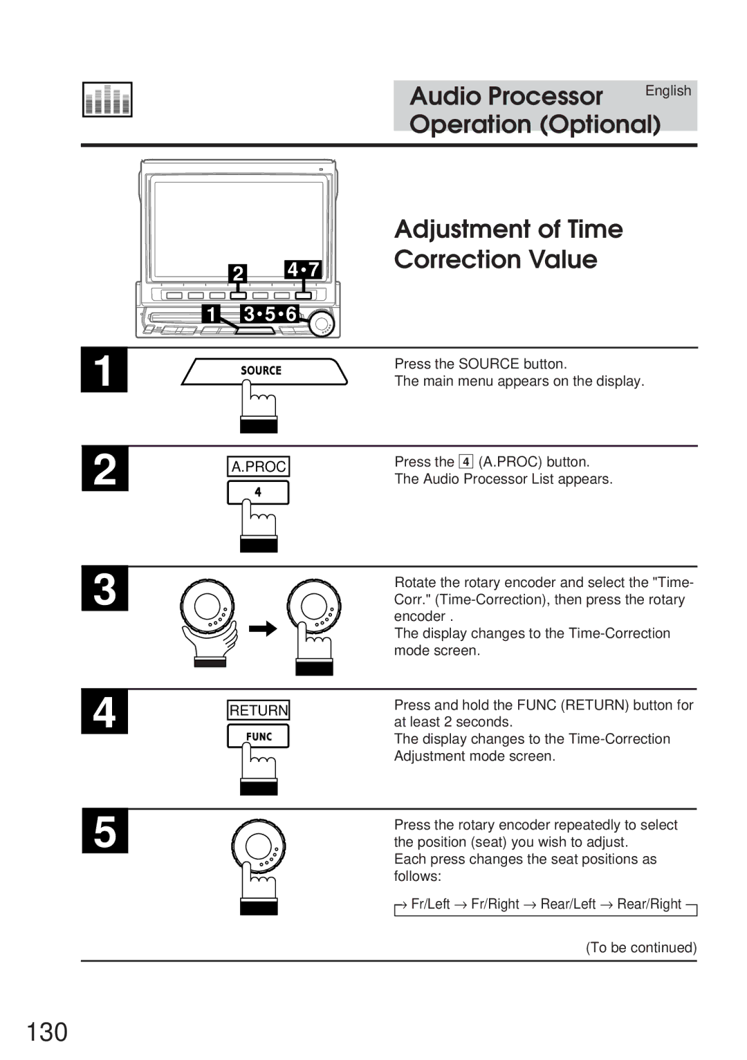 Alpine IVA-C800 owner manual 130, Adjustment of Time Correction Value 