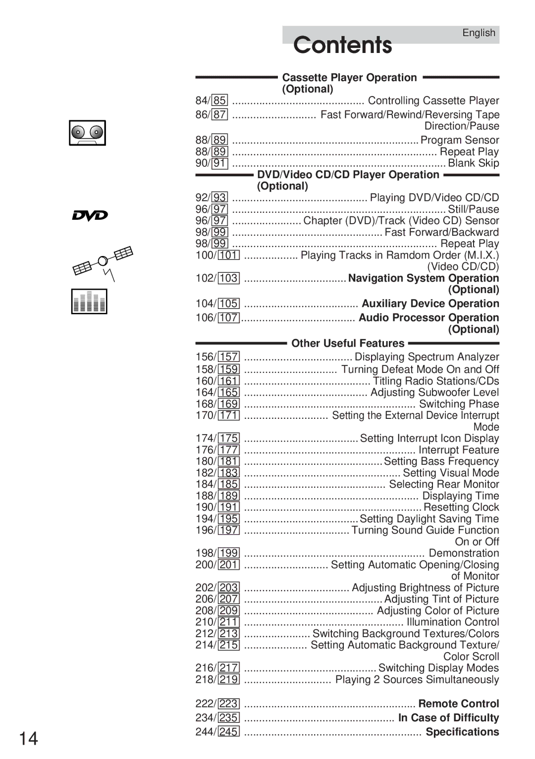 Alpine IVA-C800 DVD/Video CD/CD Player Operation, Navigation System Operation, Auxiliary Device Operation, Specifications 