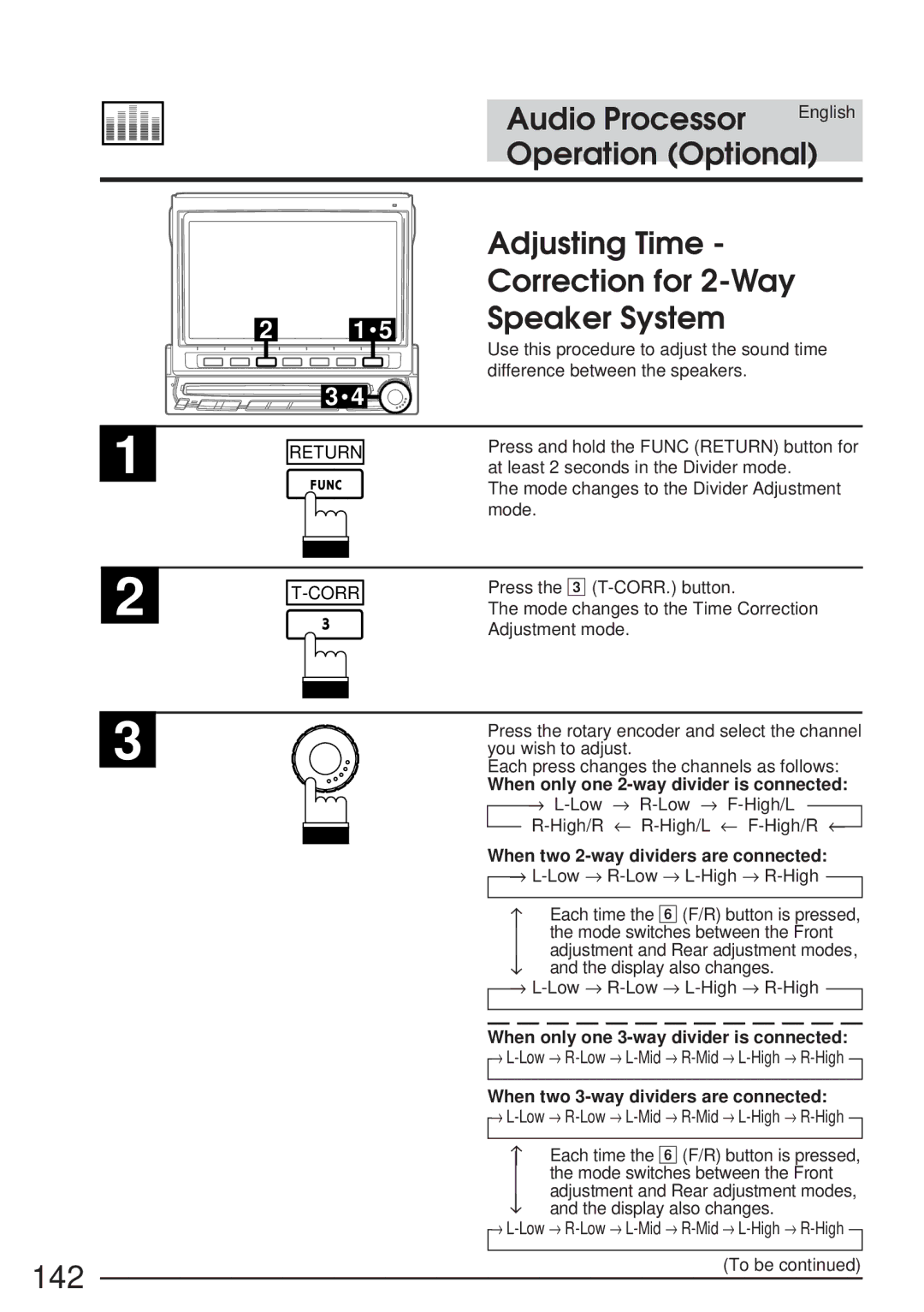 Alpine IVA-C800 owner manual 142, Adjusting Time Correction for 2-Way Speaker System 