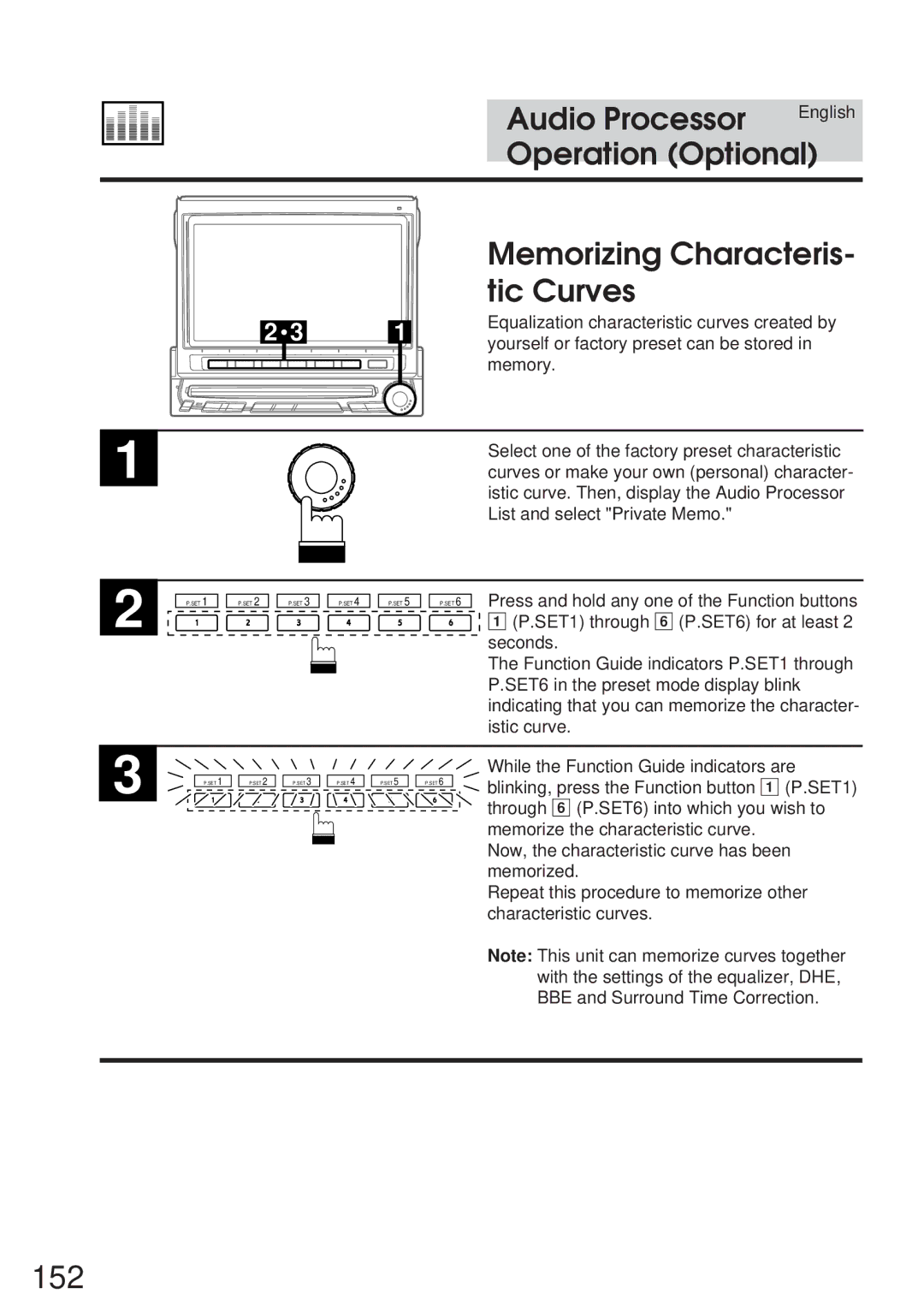 Alpine IVA-C800 owner manual 152, Memorizing Characteris, Tic Curves 