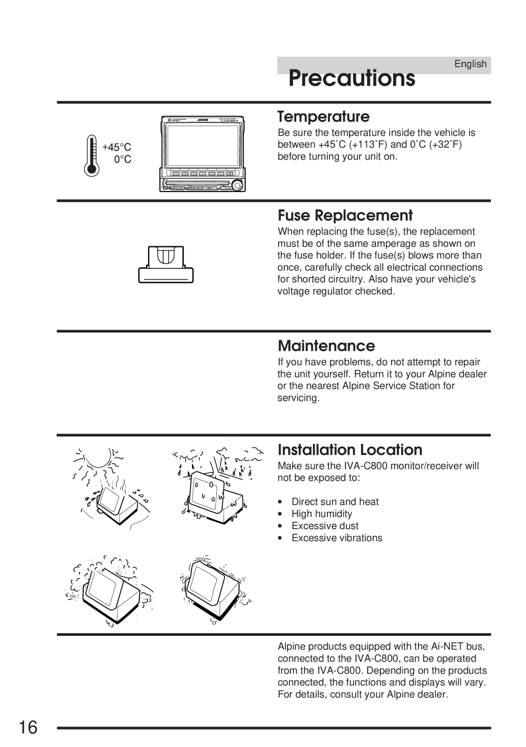 Alpine IVA-C800 owner manual Precautions 