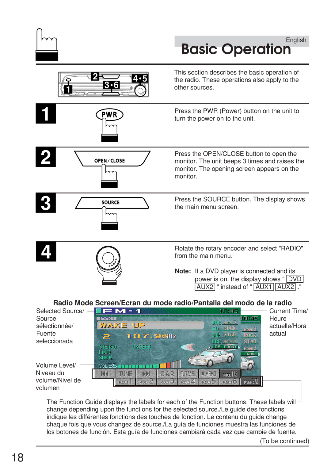 Alpine IVA-C800 This section describes the basic operation, Radio. These operations also apply to, Other sources, To be 