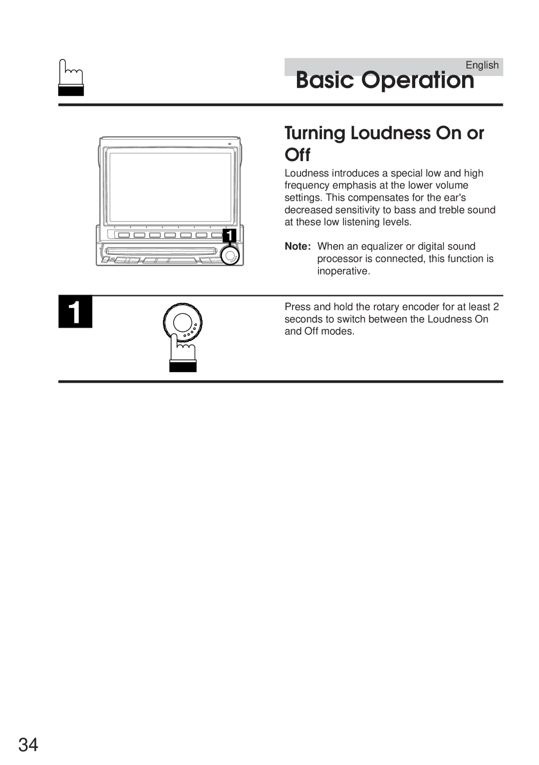 Alpine IVA-C800 owner manual Turning Loudness On or Off, Seconds to switch between the Loudness On, Off modes 