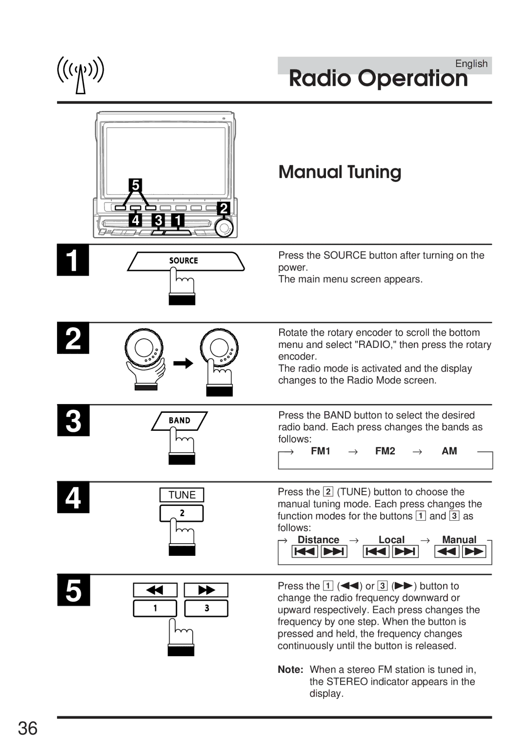 Alpine IVA-C800 owner manual Manual Tuning, Tune, Distance Local Manual 