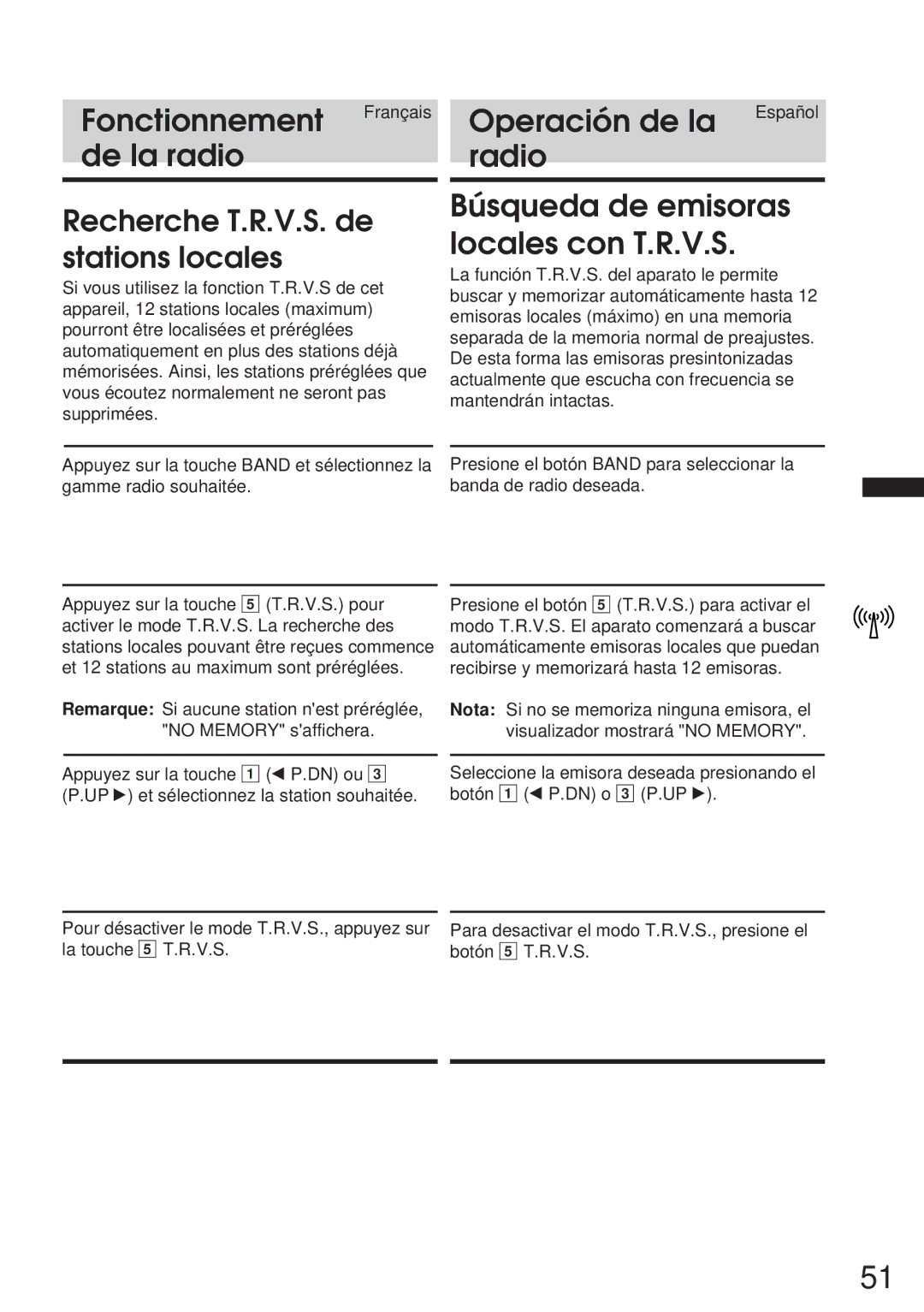 Alpine IVA-C800 owner manual Búsqueda de emisoras locales con T.R.V.S, Recherche T.R.V.S. de stations locales 