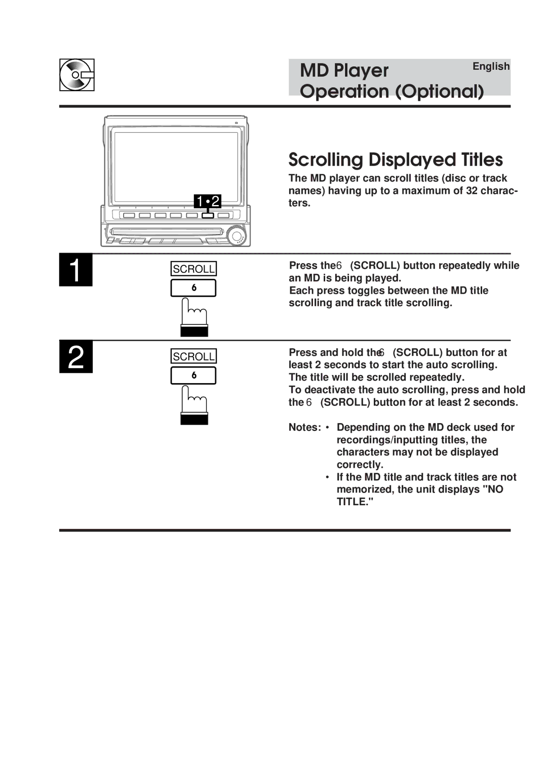 Alpine IVA-C800 owner manual Scrolling Displayed Titles 