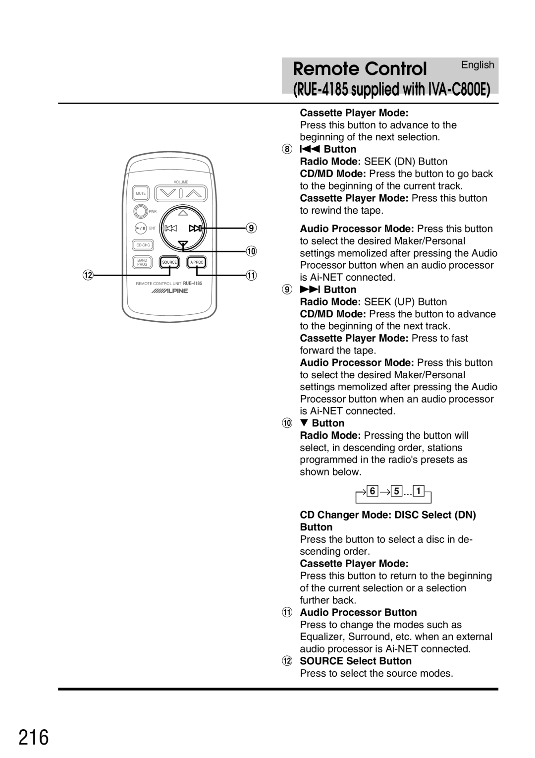 Alpine IVA-C800E owner manual 216 