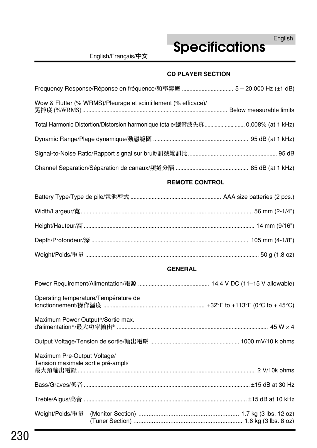 Alpine IVA-C800E owner manual 230, CD Player Section 