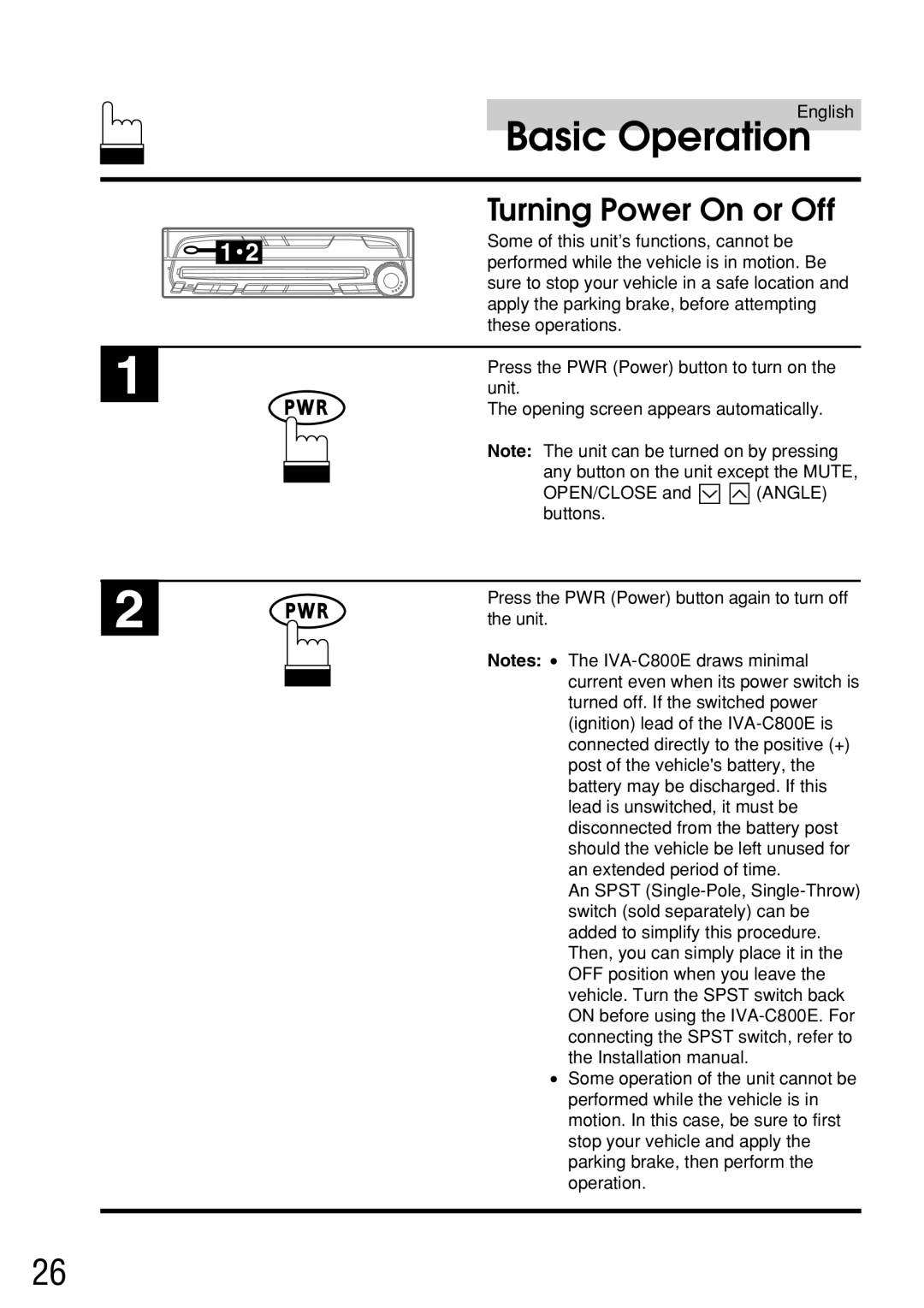 Alpine IVA-C800E owner manual Turning Power On or Off 