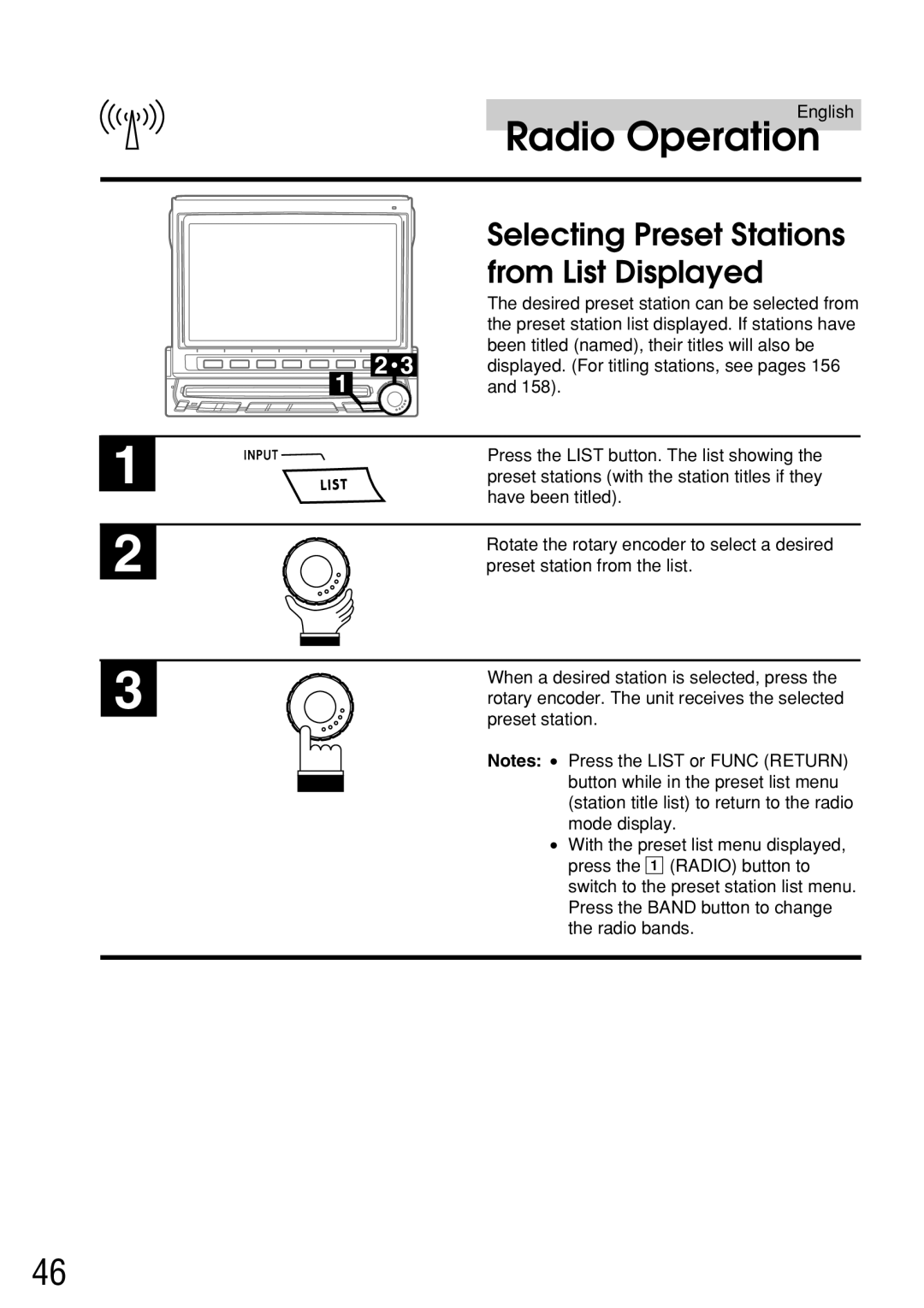 Alpine IVA-C800E owner manual Selecting Preset Stations, From List Displayed 