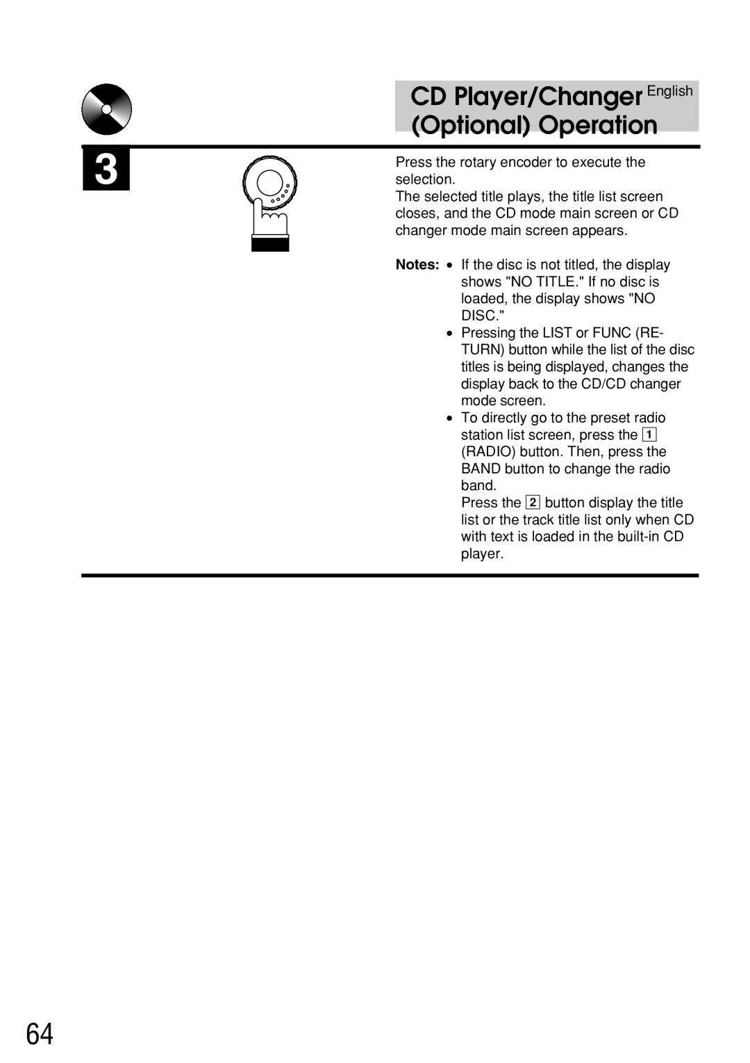 Alpine IVA-C800E owner manual Press the rotary encoder to execute 