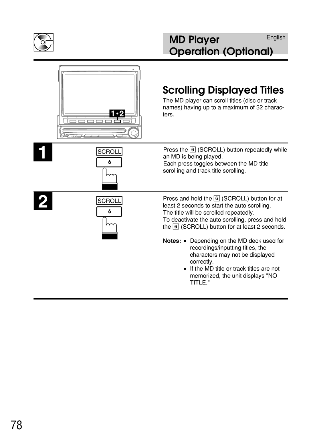 Alpine IVA-C800E owner manual Scrolling Displayed Titles 