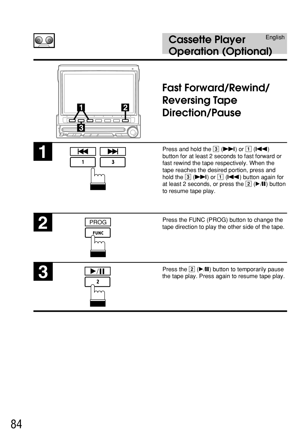 Alpine IVA-C800E owner manual Fast Forward/Rewind, Reversing Tape Direction/Pause, Prog 