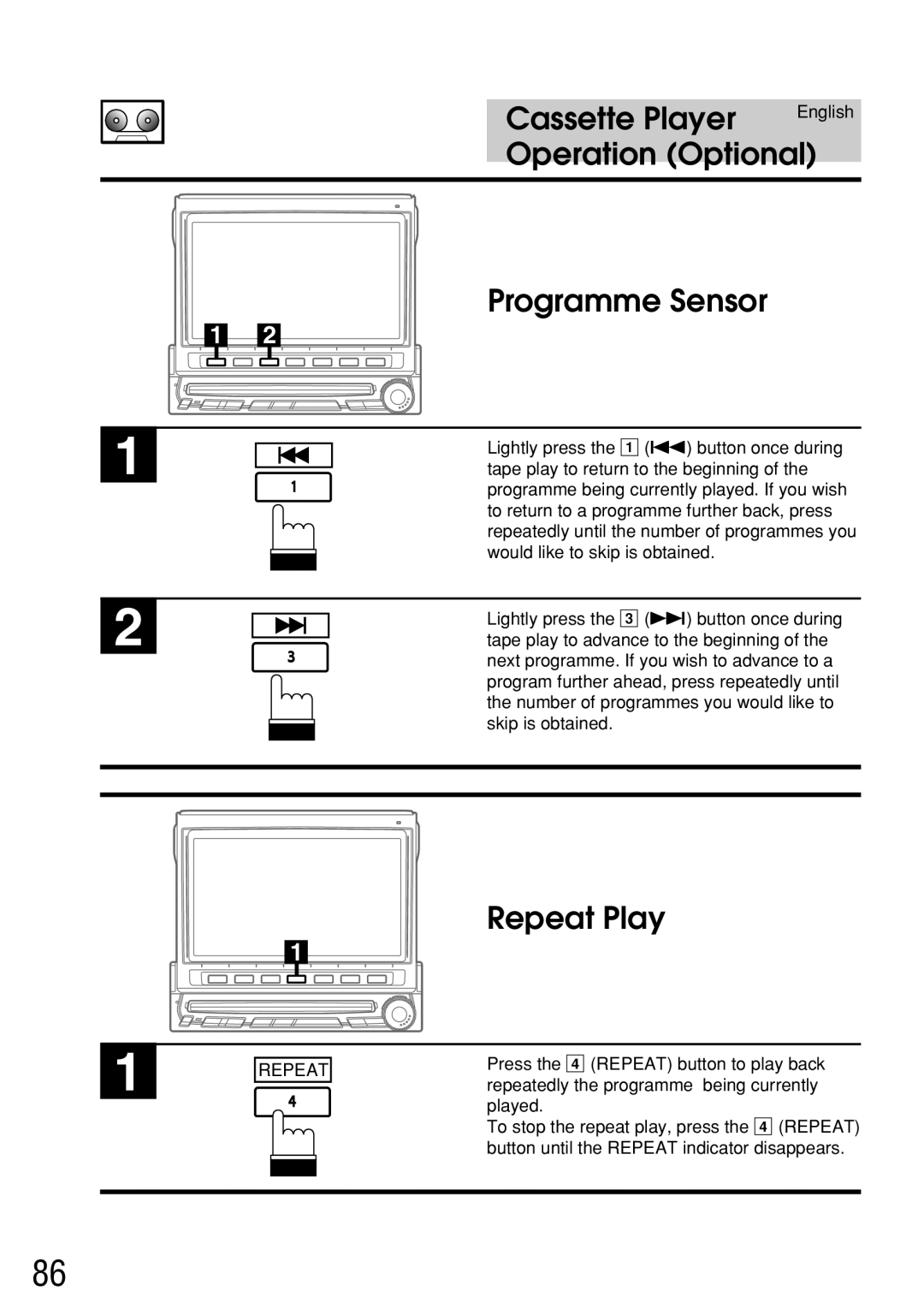 Alpine IVA-C800E owner manual Programme Sensor, Repeat Play 