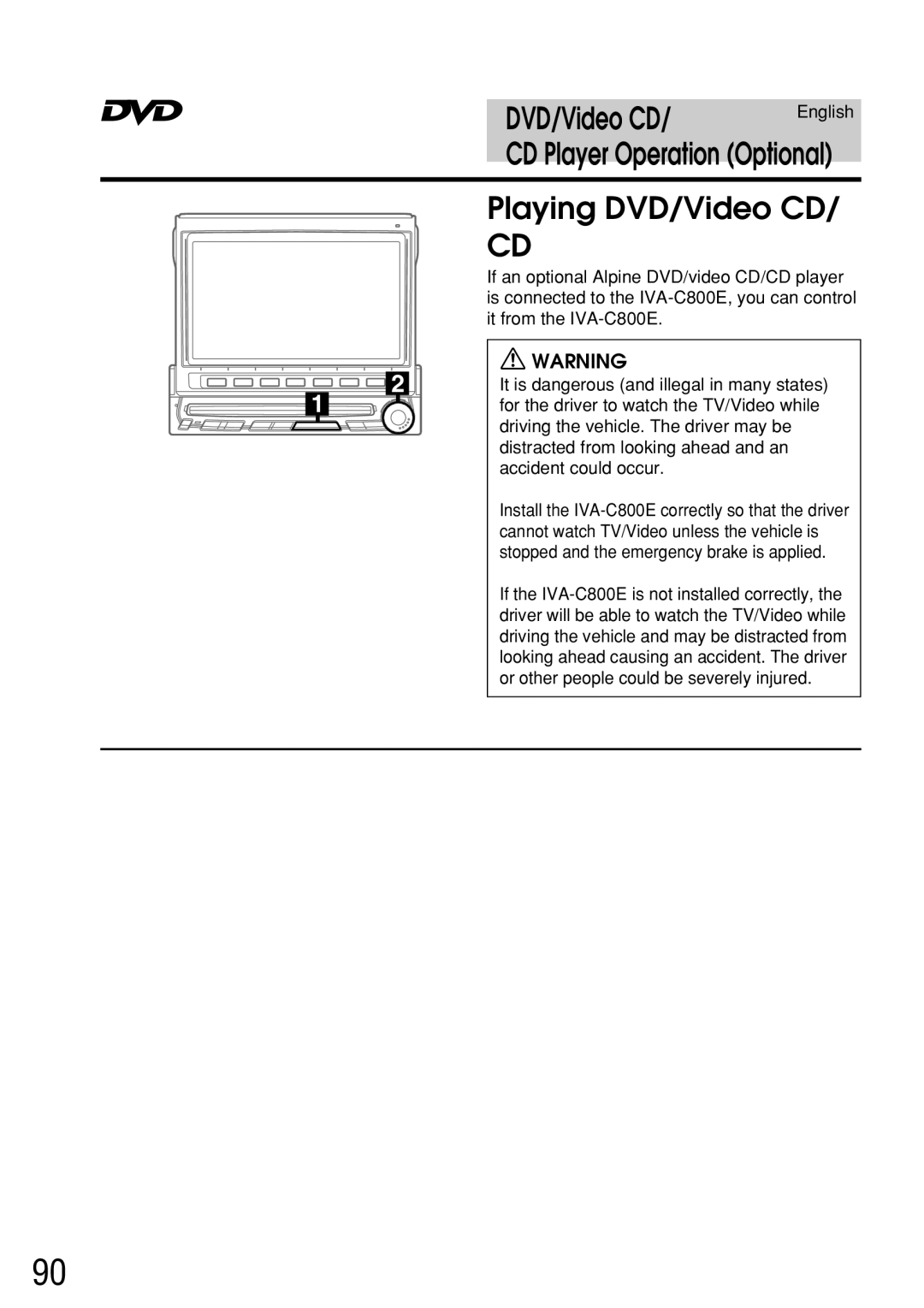 Alpine IVA-C800E owner manual Playing DVD/Video CD 