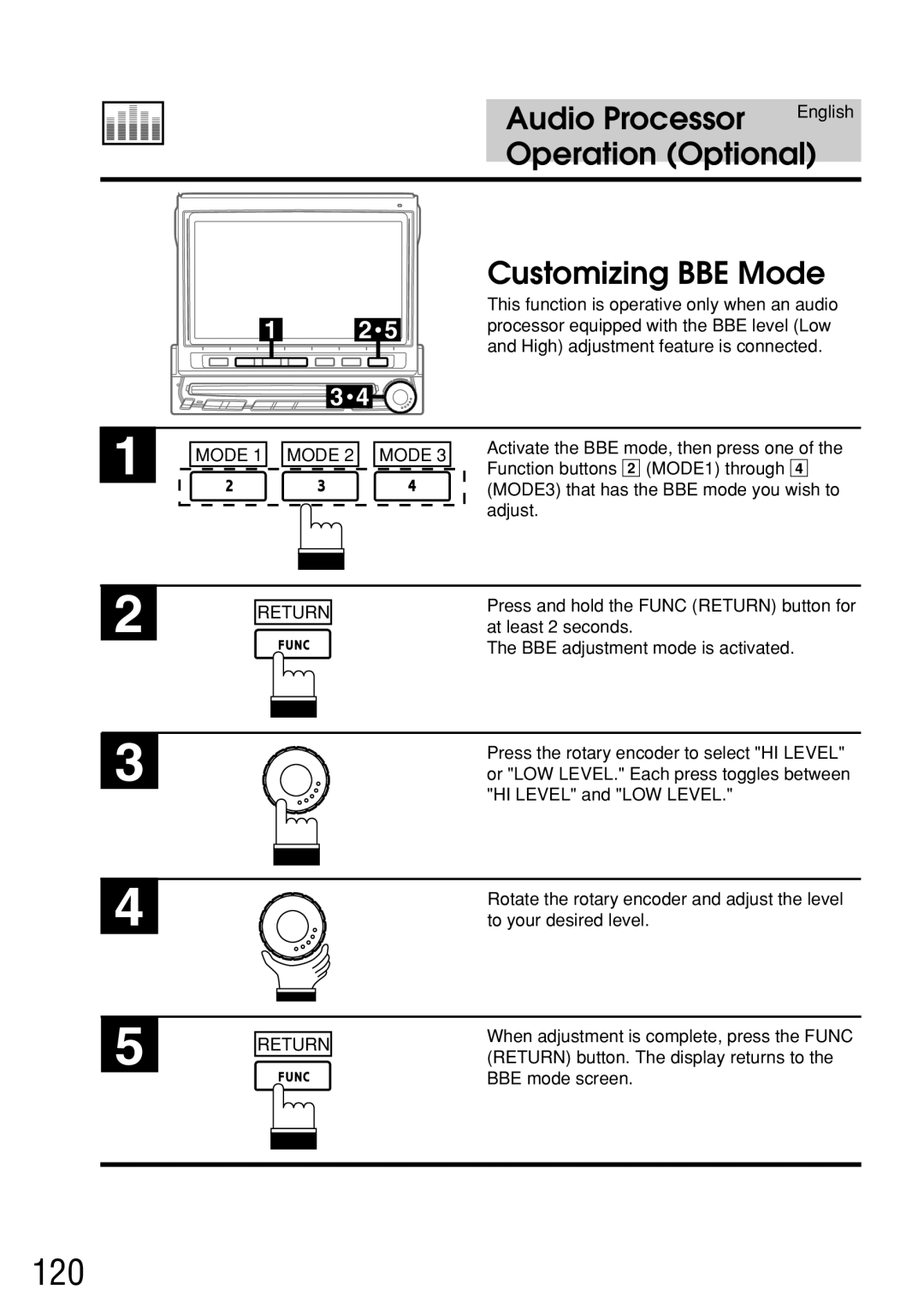 Alpine IVA-C800E owner manual 120, Customizing BBE Mode 