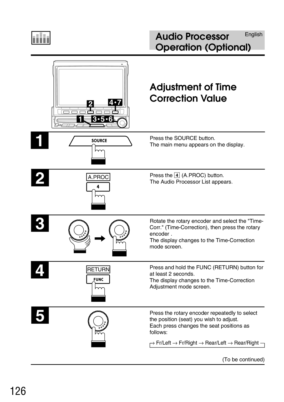 Alpine IVA-C800E owner manual 126, Adjustment of Time Correction Value 