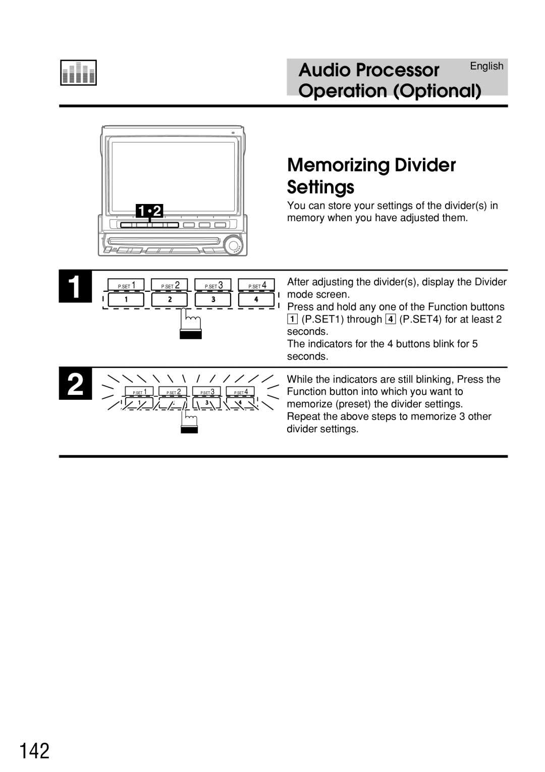 Alpine IVA-C800E owner manual 142, Memorizing Divider Settings 