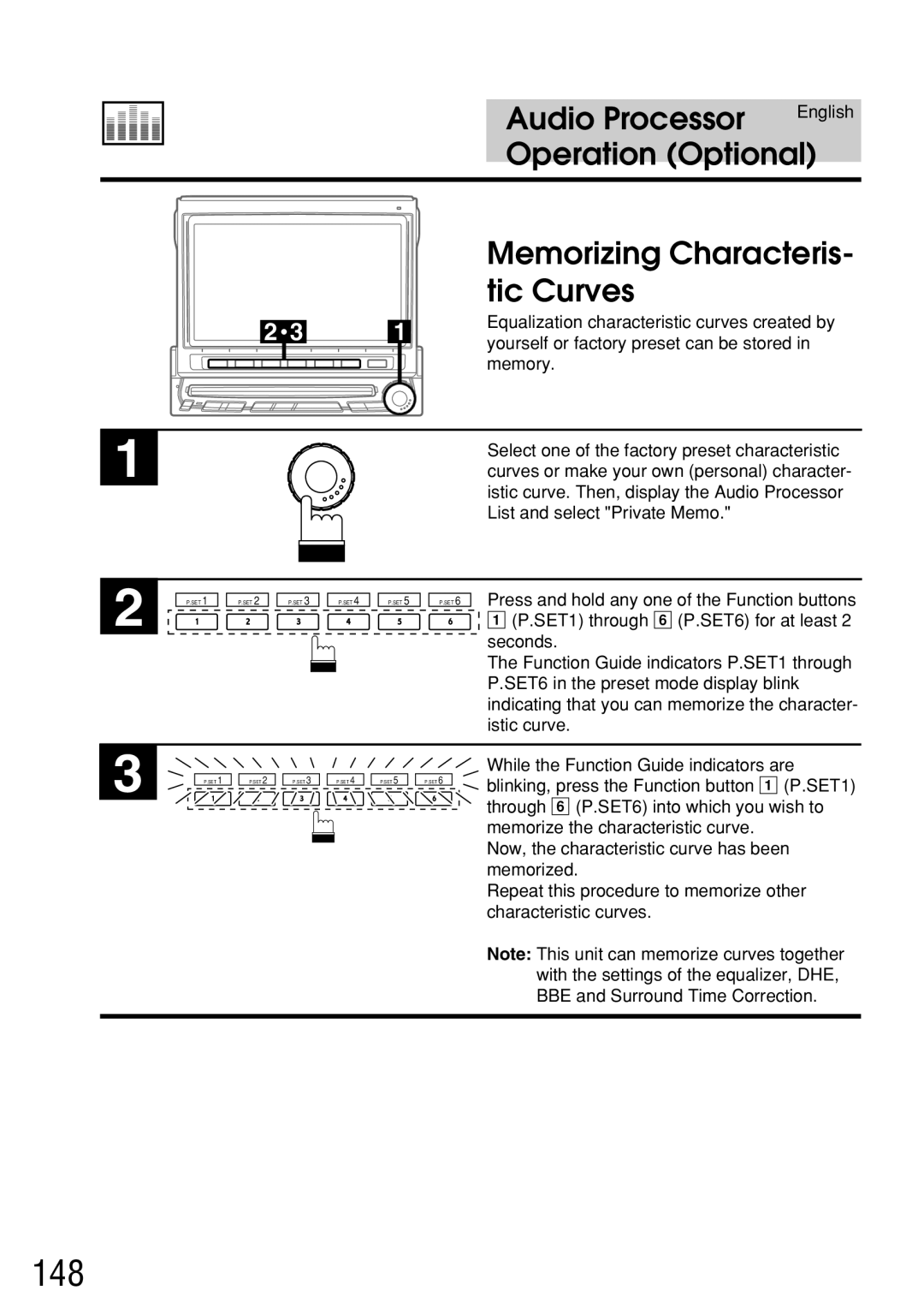 Alpine IVA-C800E owner manual 148, Memorizing Characteris, Tic Curves 