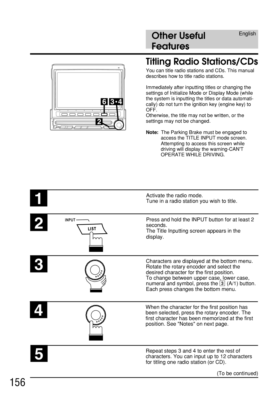 Alpine IVA-C800E owner manual 156, Features Titling Radio Stations/CDs 