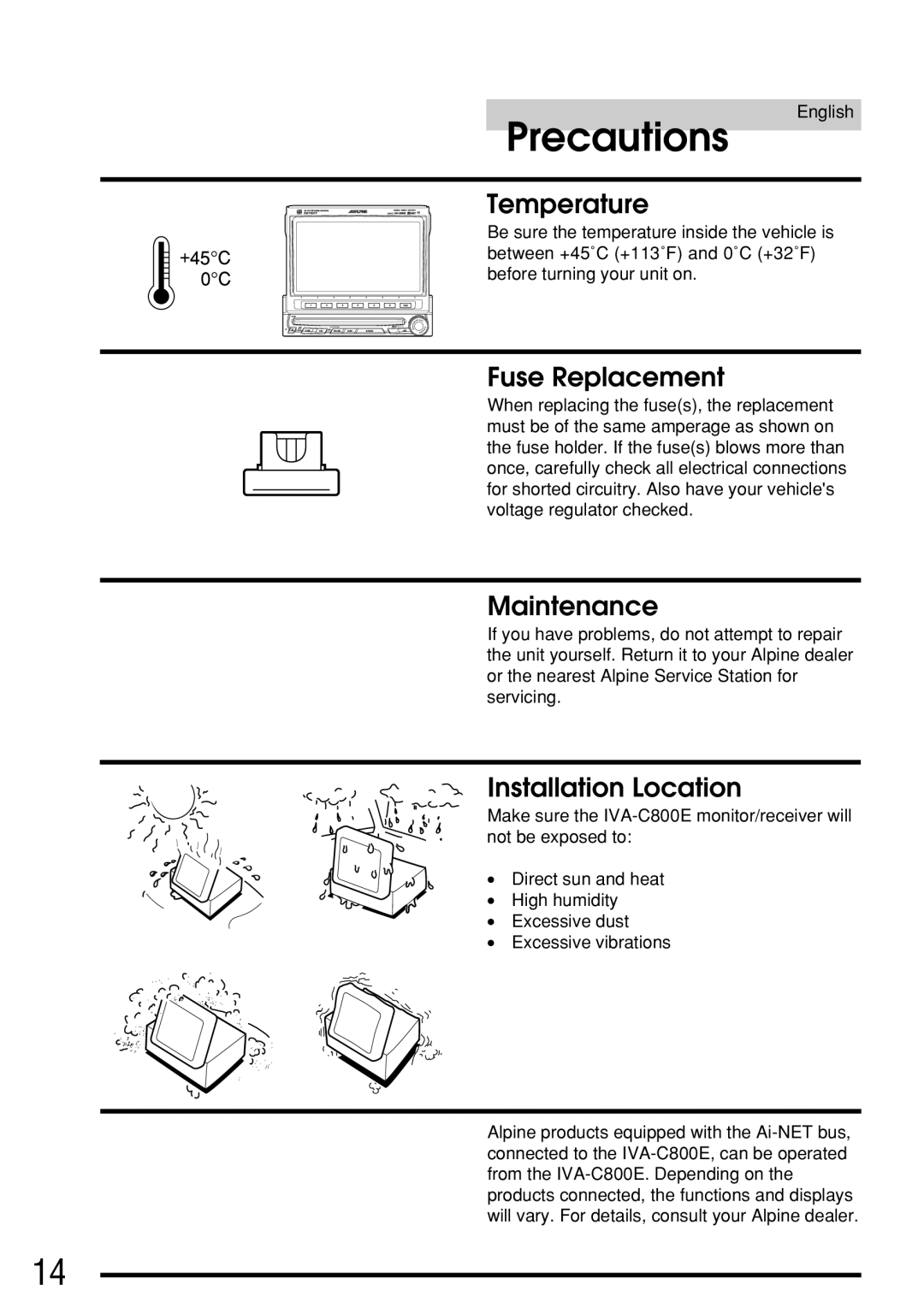 Alpine IVA-C800E owner manual Precautions 