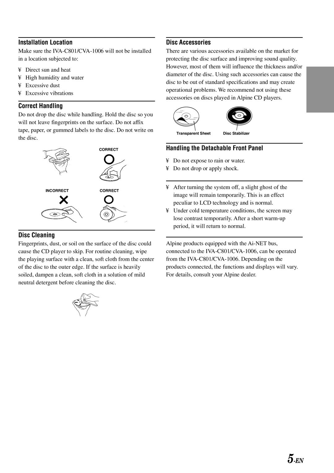 Alpine IVA-C801 owner manual Installation Location 