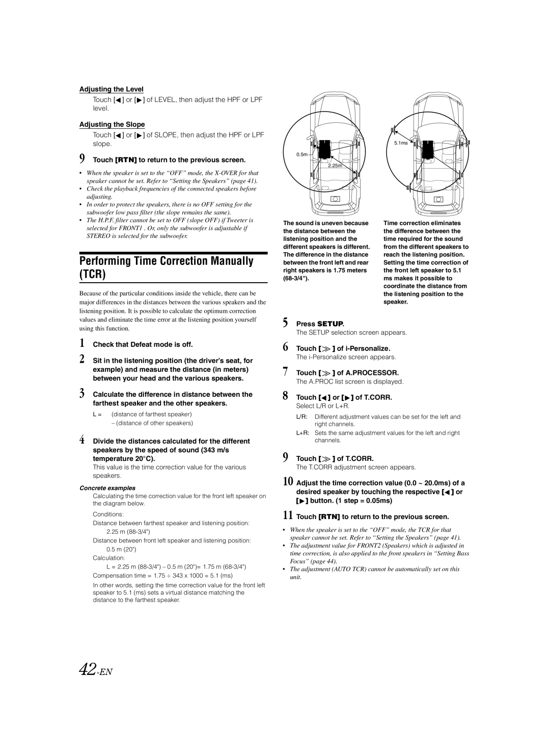 Alpine IVA-D100 owner manual Performing Time Correction Manually TCR, 42-EN 