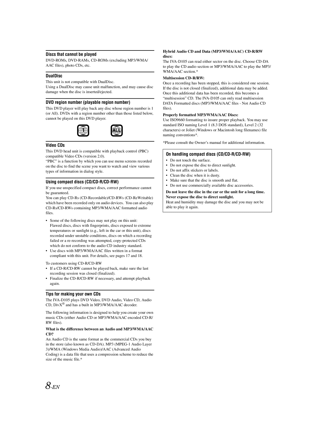 Alpine IVA-D105 owner manual All 