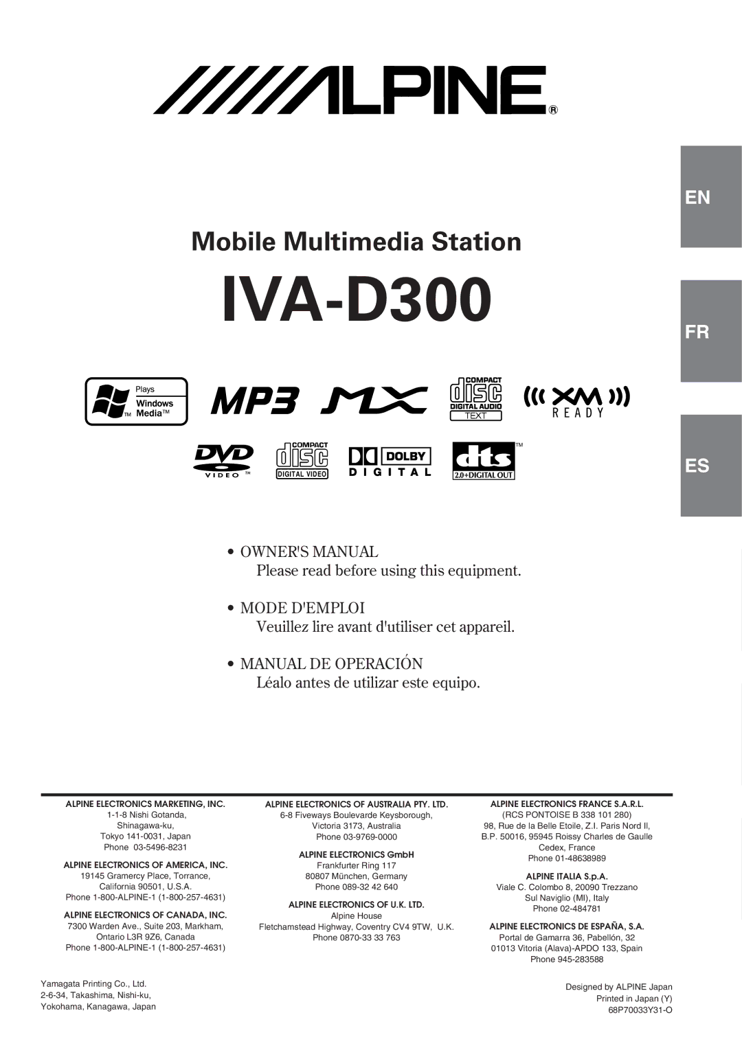 Alpine IVA-D300 owner manual 