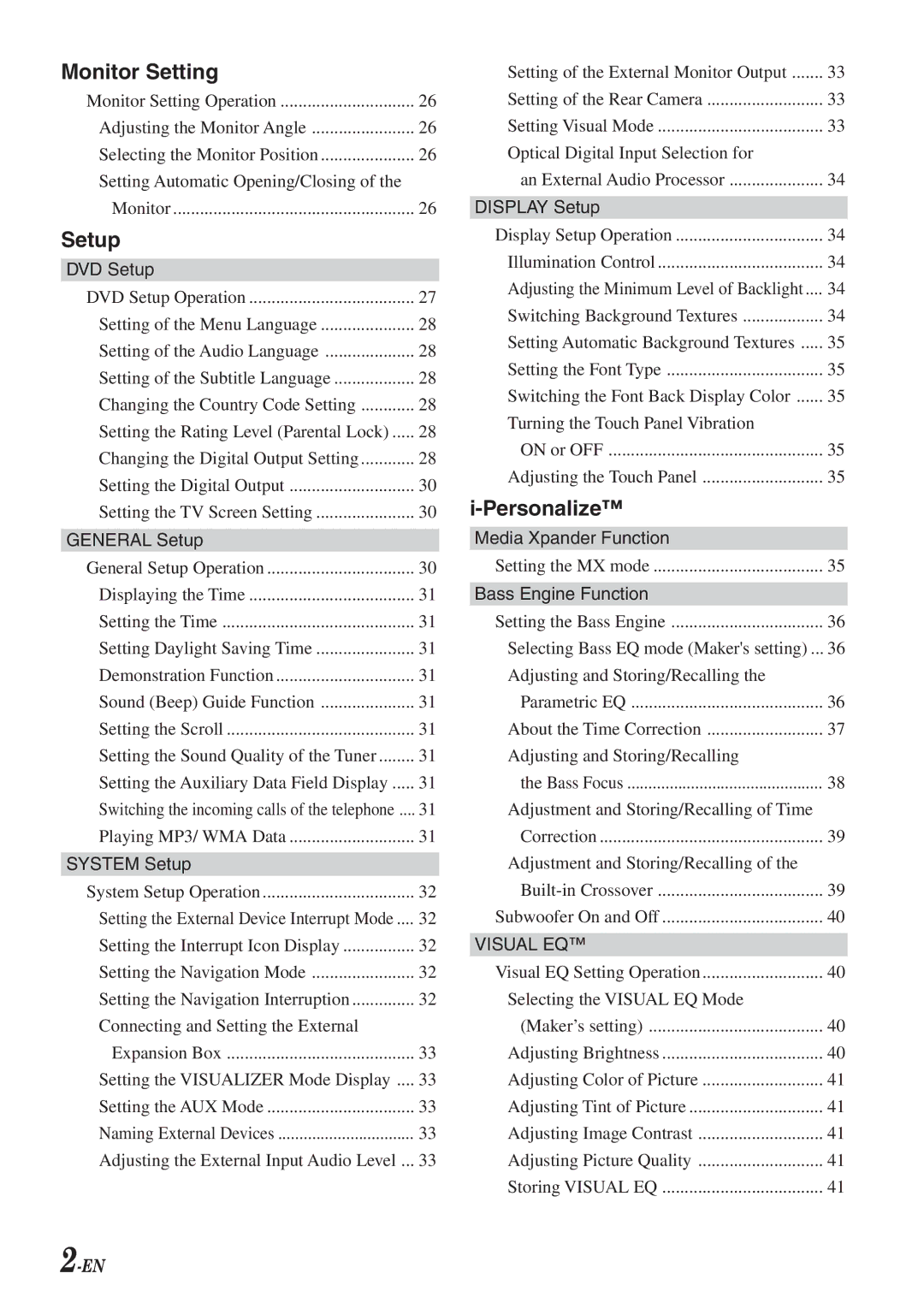 Alpine IVA-D300 owner manual Monitor Setting 