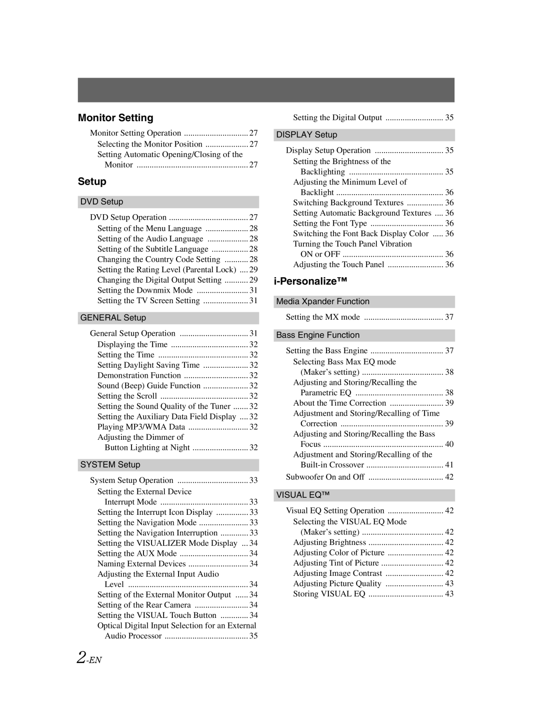 Alpine IVA-D310 owner manual Monitor Setting 