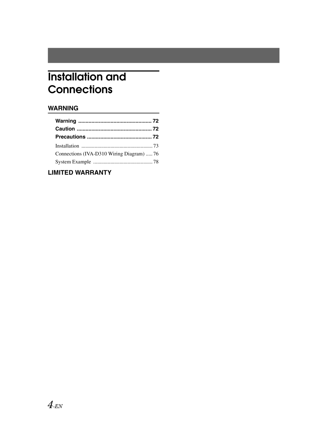 Alpine IVA-D310 owner manual Installation Connections 