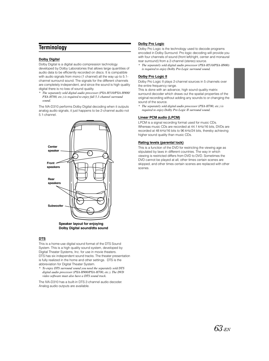 Alpine IVA-D310 owner manual Terminology, 63-EN 