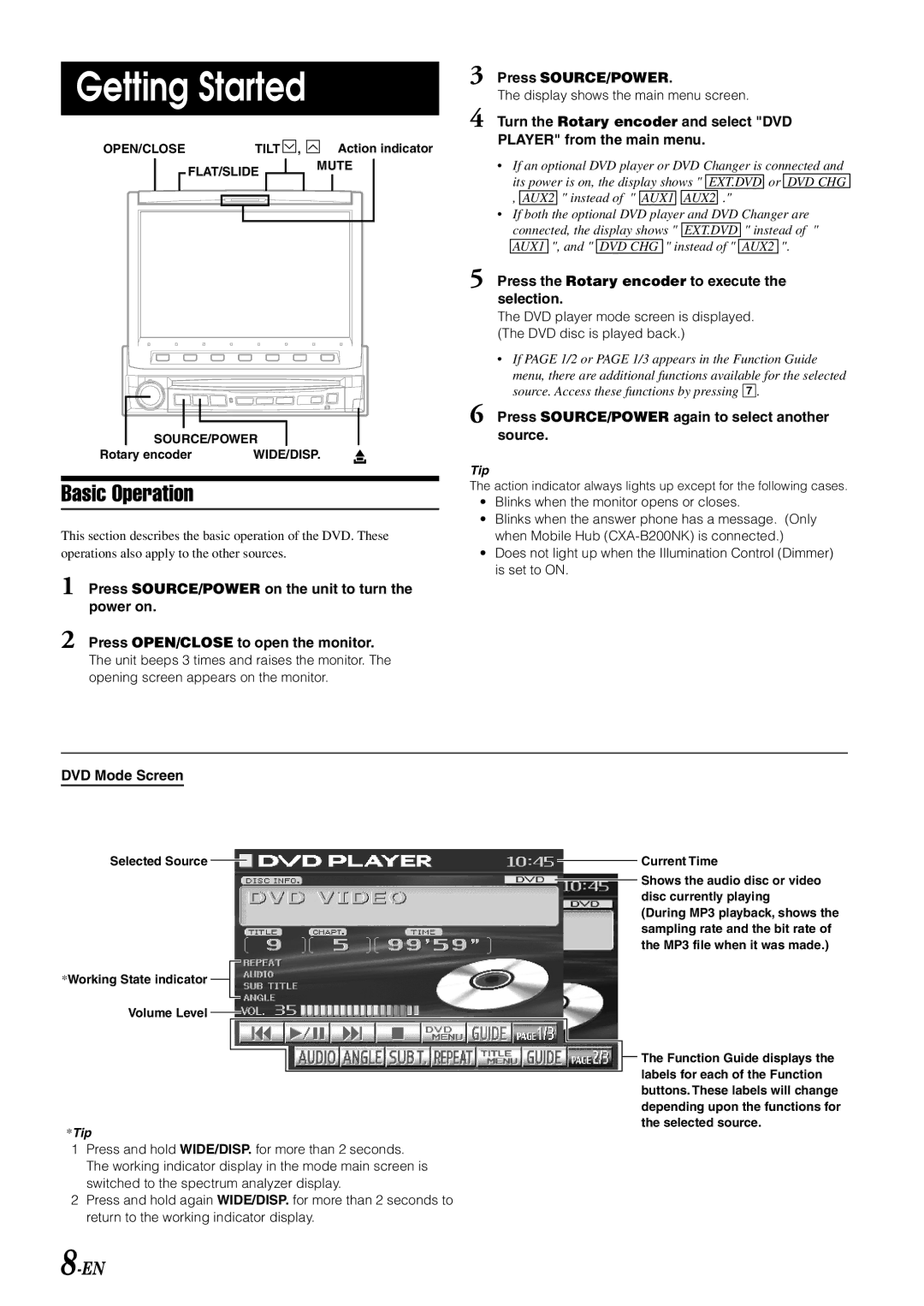 Alpine IVA-D900 owner manual Getting Started, Basic Operation 