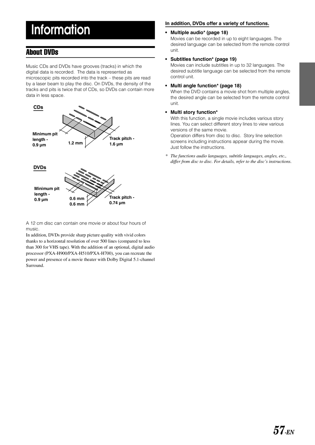 Alpine IVA-D900 owner manual Information, About DVDs, 57-EN 