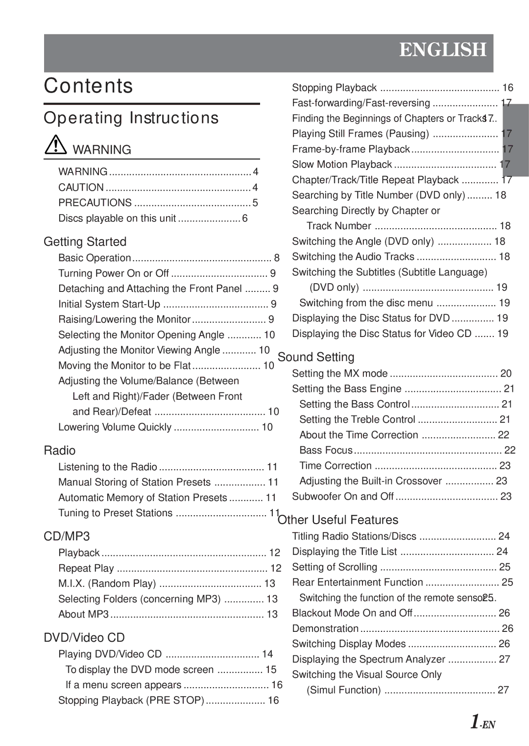 Alpine IVA-D901 owner manual Contents 