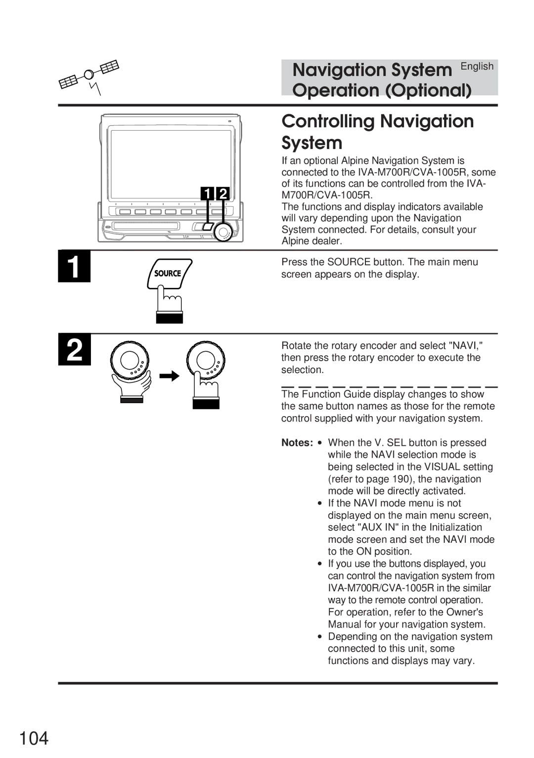 Alpine IVA-M700R, CVA-1005R owner manual 104 