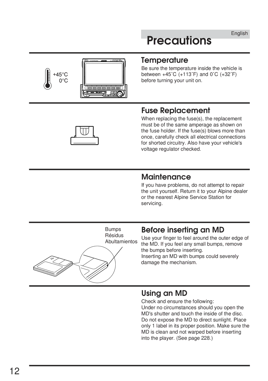 Alpine IVA-M700R, CVA-1005R owner manual Precautions 