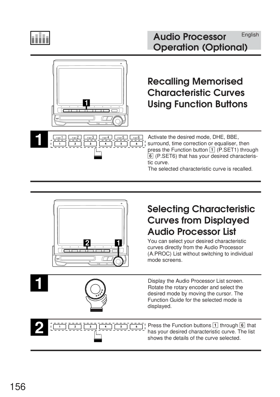 Alpine IVA-M700R, CVA-1005R owner manual 156, Characteristic Curves, Using Function Buttons 