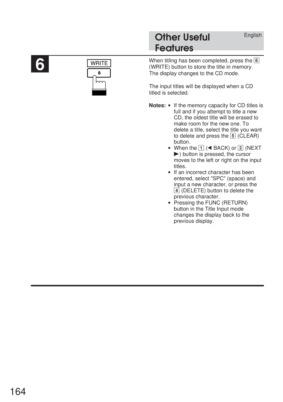 Alpine IVA-M700R, CVA-1005R owner manual 164, Features, Write 